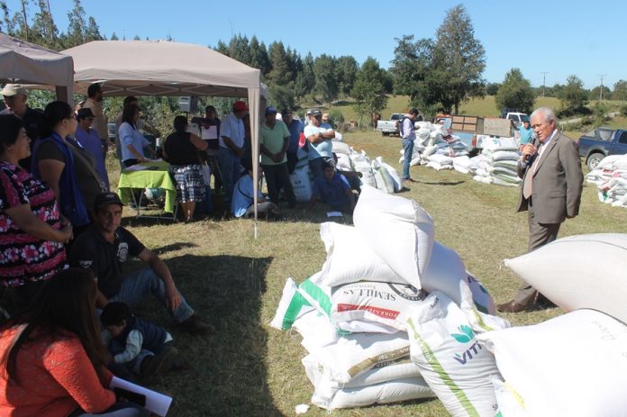 Gobernador del Ranco valoró entrega de insumos agrícolas a pequeños productores de Mashue